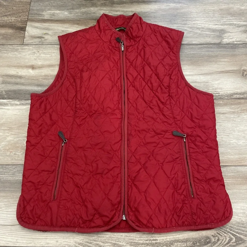 Eddie Bauer Women's L Full Zip Light Puffer Vest Red‎